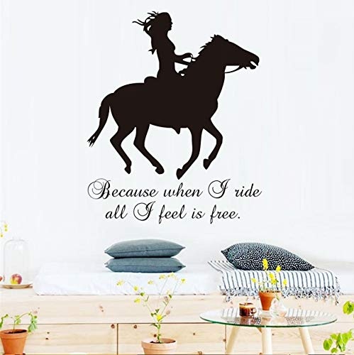 Your boy-HT Denn wenn ich Alles fahre, was ich fühle, ist das Schlafzimmer Abziehbilder Pferd und Mädchen Home Decor Wandaufkleber Pferd Silhouette Animal Art Mural58X71Cm