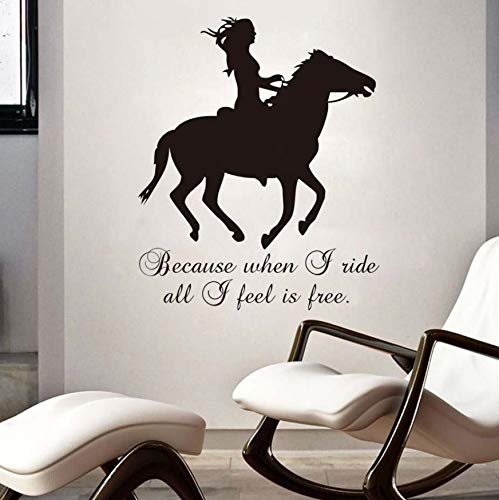 Your boy-HT Denn wenn ich Alles fahre, was ich fühle, ist das Schlafzimmer Abziehbilder Pferd und Mädchen Home Decor Wandaufkleber Pferd Silhouette Animal Art Mural58X71Cm