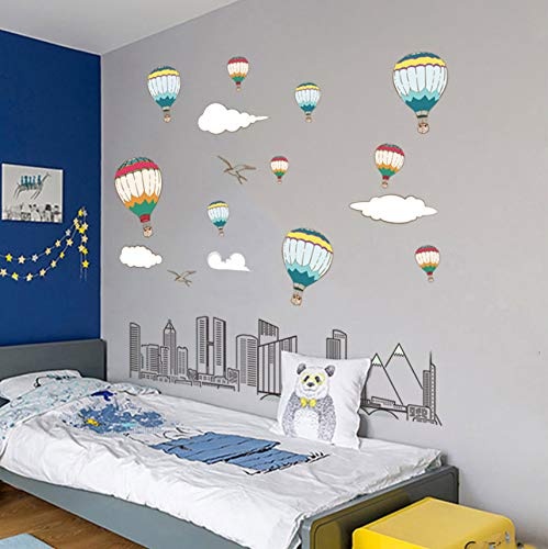 Cartoon Stadt Ballon Wandaufkleber Für Kinderzimmer Große Wandtattoos Für Schlafzimmer Wohnzimmer Kreative Art Home Dekore