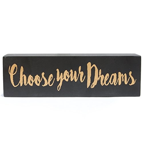Nikky Home Vintage Inspirierende Box Holz Schild Art Zitat "Choose Your Dreams" Simple Dark, 20 x 4,1 x 6 cm