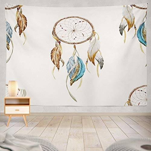 gthytjhv Tapisserie Decor Collection, Dreamcatcher Ethnic Feathers Dream Vintage American Art Culture Bedroom Living Room Dorm Wall Hanging Tapestry Polyester & Polyester Blend