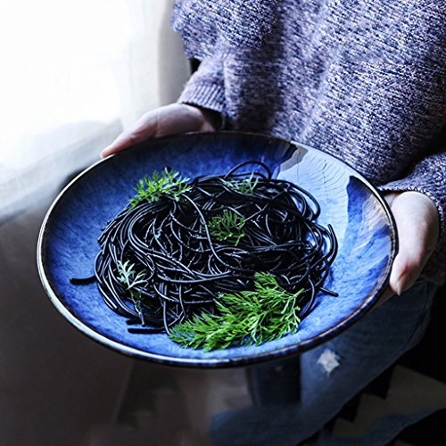 Vintage Blau Keramik Geschirr Große Kapazität Salatplatte Kreative Heimat Ramen Suppenschüssel