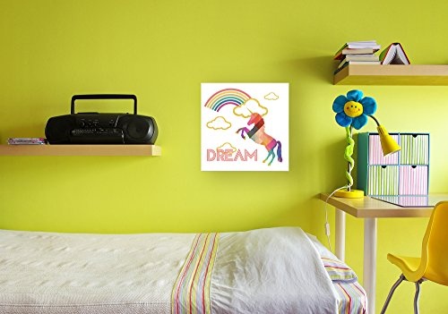 Stupell Industries Dream Rainbow Golden Unicorn Wandschild Art, Mehrfarbig