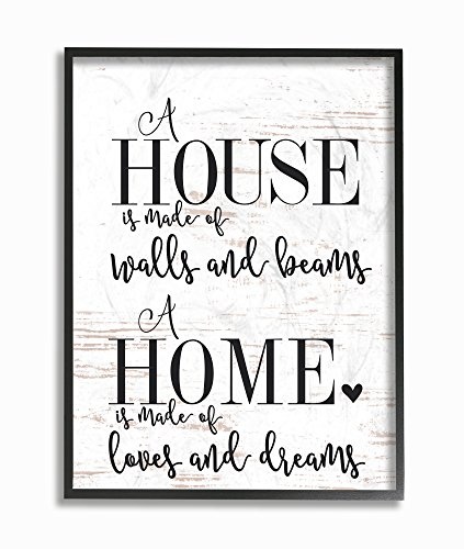 Die Stupell Home Decor Kollektion Home liebt und Dreams gerahmt Giclée-Texturized Art, MDF Holz, Mehrfarbig, 27.94 X 70.97 X 35,56 cm