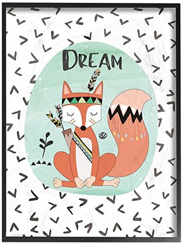 Die Stupell Home Decor Kollektion Dream Tribal Fox, Giclée Texturized Art, MDF Holz, Mehrfarbig, 27.94 X 70.97 X 35,56 cm