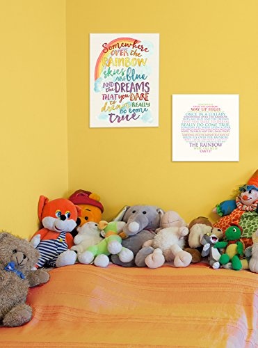 Die Kinder Raum von Stupell Somewhere over the Rainbow mit Regenbogen Gespannte Leinwand Art Wand