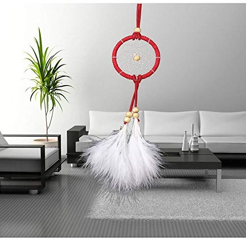 Lhybumengwang Dream Catcher Mini Rosa Federn Einfache Art Und Weise Kleine Verzierungen Exquisites Kunsthandwerk Dekoration Wohnzimmer Schlafzimmer Kinderzimmer Fenster Auto