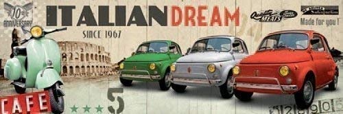 Fertig-Bild - Blonde Attitude: Italian Dream 33 x 95 cm Fiat 500 Vespa Oldtimer Italien-Kult moderne Collage