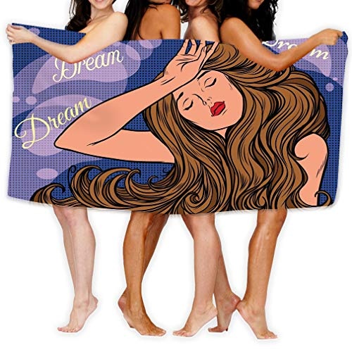 Xunulyn Bath Towel Beach Towel Night Dream Beautiful Woman pop Art Retro Lovely Bath Towels 31" X 51"