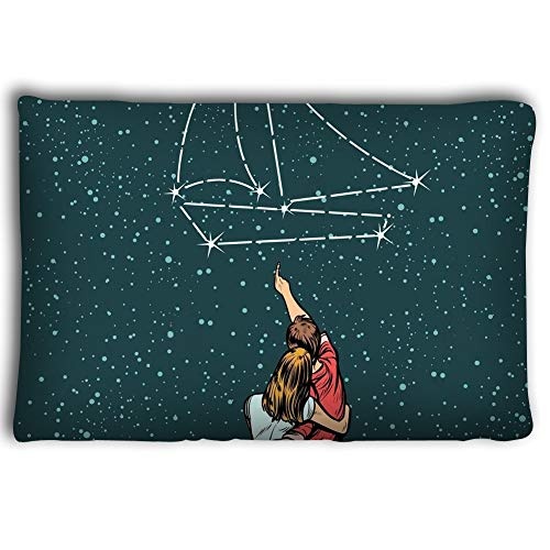 Mizongxia Pillow Cases Couple Man Woman Dream Yacht Cruise Couple Man Woman Dream Yacht Cruise pop Art Retro Comics Cartoon Vector 20 * 30inch