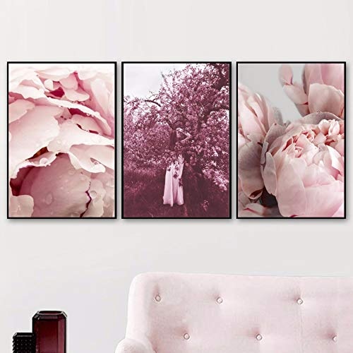 qiumeixia1 Dream Girl Flower Tree Wall Art Canvas Painting Nordic Posters And Prints Pop Art Canvas Pictures For Living Room 50 * 70cm No Frame