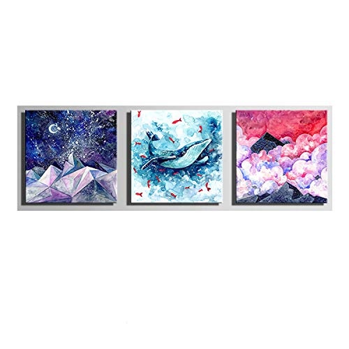 HD Dream Aquarell Kunstdruck, Kunstdruck, Druck Wandbilder für Zuhause, Dekoration, Wanddekoration, 50x50cm*3pcs No frame