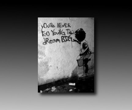Angebot Druck auf leinwand "Banksy" Graffiti - Bild 100x70cm "Dream Big" Bild fertig auf Keilrahmen Pop Art Gemälde Kunstdrucke, Wandbilder, Bilder zur D