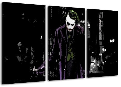 Dark Joker Motiv, 3-teilig auf Leinwand (Gesamtformat:...