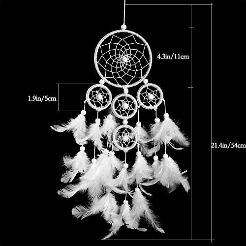 Wall Art Dream Catcher Home décor, weiße Begasung Federn indischen Bohemian Stil handgemachte Häkeltraum-Traum-Catcher dekorative Wand Teen Mädchen Schlafzimmer Wohnzimmer