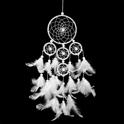 Wall Art Dream Catcher Home décor, weiße Begasung Federn indischen Bohemian Stil handgemachte Häkeltraum-Traum-Catcher dekorative Wand Teen Mädchen Schlafzimmer Wohnzimmer