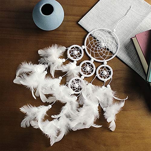 Wall Art Dream Catcher Home décor, weiße Begasung Federn indischen Bohemian Stil handgemachte Häkeltraum-Traum-Catcher dekorative Wand Teen Mädchen Schlafzimmer Wohnzimmer