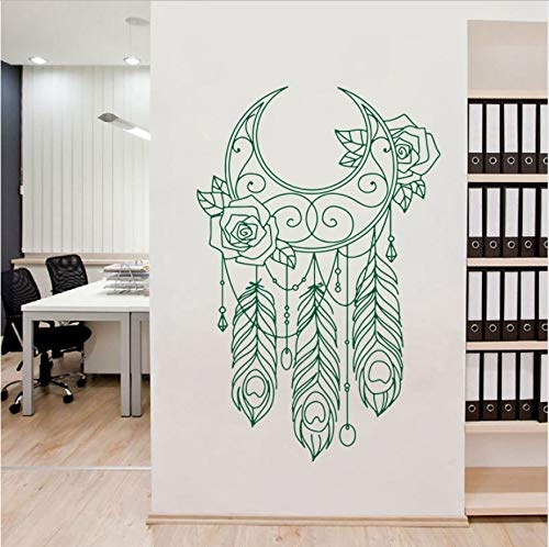 Art Design Decoration Dream Catcher Flower and Moon Wall Stickers Home Decor Creative Beautiful Decals 58cmX89cm grün