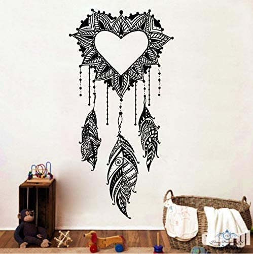 Anasc Art Designed Dream Catcher Wall Decals Amulets with Feathers In Heart Pattern Wall Stickers Decal Home Art Decor 42cmX84cm