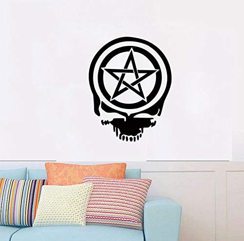 Wandtattoo Kühle Grafik Pentagramm Pentagramm Pagan Death Schädel Wand Aufkleber Vinyl Aufkleber Art Home Büro Zimmer Wandbild Decor Fahrzeug 43X54.5Cm