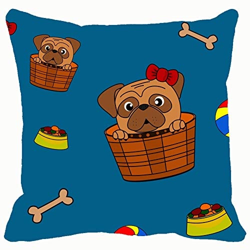 Home Fashion Pillowcase Cute Pug Dog Cartoon The Arts...
