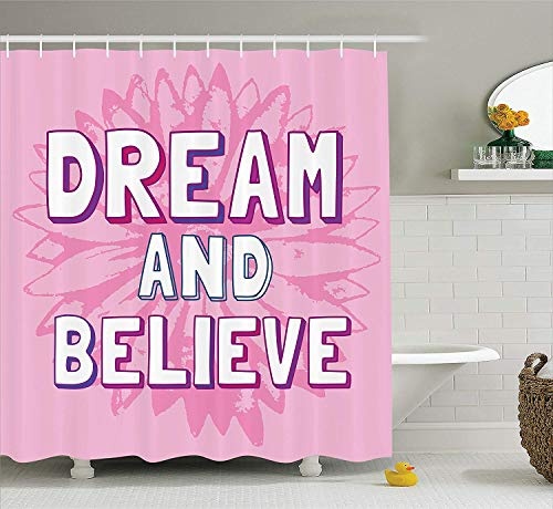 BUZRL Quotes Decor Shower Curtain Set, Dream and Believe...