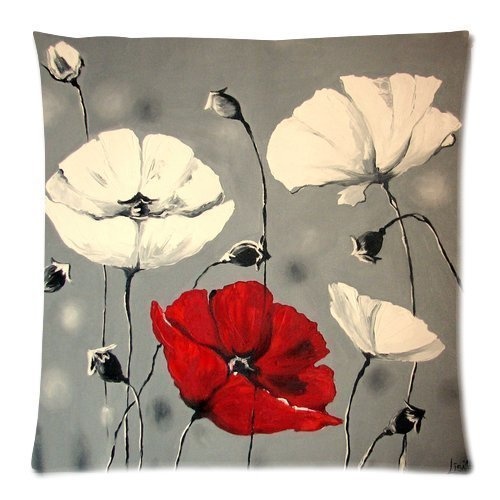 WITHY Awesome Flower Pattern Poppy Art Painting Pillow...