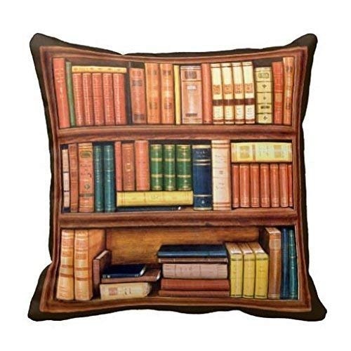 WITHY Book Shelf Design Literature Art Throw Pillow Case...