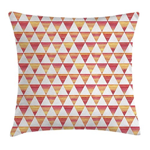 ZMYGH Modern Decor Throw Pillow Cushion Cover, Sunset Time Colors Inspired Geometric Design with Triangles in White Art Print, Decorative Square Accent Pillow Case, 18 X 18 Inches, Multicolor