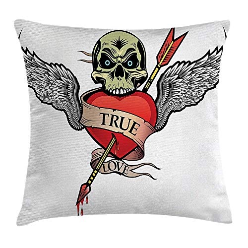 ZMYGH Tattoo Decor Throw Pillow Cushion Cover, Skull with...