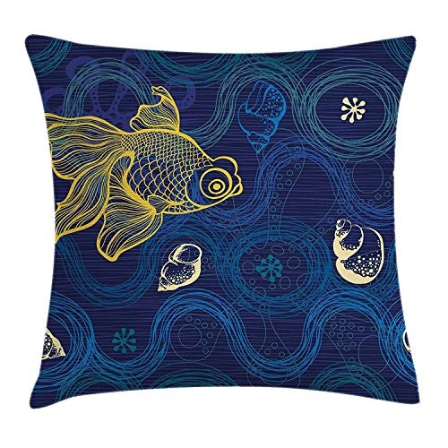 KAKICSA Modern Throw Pillow Cushion Cover, Ocean Sealife...