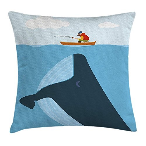 KAKICSA Whale Throw Pillow Cushion Cover, Navy Themed...