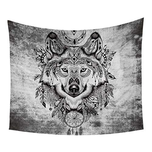 Tribal Wolf Tapestry Wall Hanging Dream Catcher...