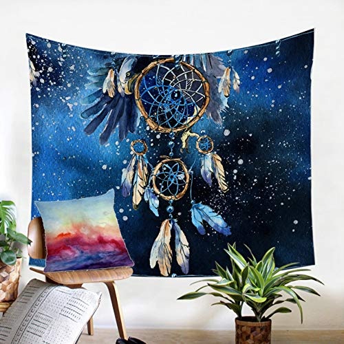 BOBSUY Dream Catcher Hanging Blue Galaxy Decorative Wall Art Bald Eagle Bedspreads Bohemian Sheet Tapestry Home Living Room Room Interior Decoration