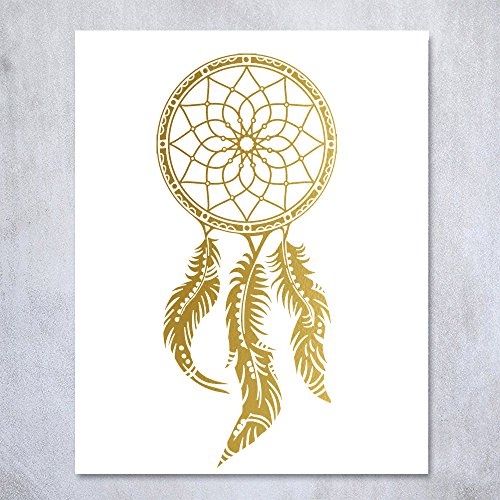 Dream Catcher Gold Folie Print Home Decor Büro Kinderzimmer Schlafzimmer Wohnzimmer Poster Wall Art 20,3 x 25,4 cm Zoll