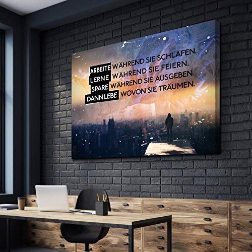 DotComCanvas Mindset-Wandbild für Erfolg & Motivation -LIVE Like They Dream - Modernes XXL Leinwand-Bild mit Motivationspruch und Selbstmotivation (Deutsch)