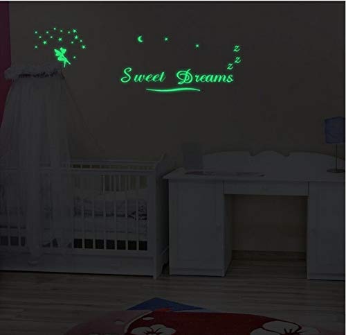 3D Aufkleberstreuen Sie Fairy Stars Glowing Sweet Dreams Wandaufkleber, Vinyl, Mehrfarbig, 78 X 36 X 5 Cm