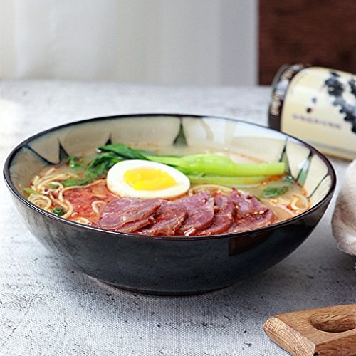 Japanische Stil Kreative handbemalte Bambus Blätter Keramik Schüssel Home Utensilien Retro Keramik Schüssel Runde Obstsalat Schüssel Ramen Suppenschüssel