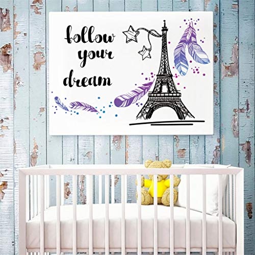 DIY 2019 Wandaufkleber Kunst Aufkleber,AMhomely® "follow your dream"Feder fliegen, Paris Tower Removable Decals Vinyl Art Room Decor