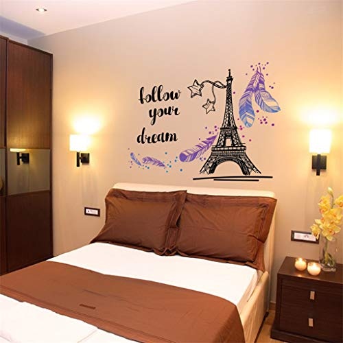 DIY 2019 Wandaufkleber Kunst Aufkleber,AMhomely® "follow your dream"Feder fliegen, Paris Tower Removable Decals Vinyl Art Room Decor