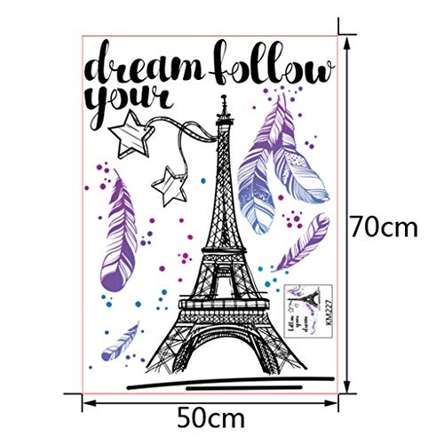 DIY 2019 Wandaufkleber Kunst Aufkleber,AMhomely® "follow your dream"Feder fliegen, Paris Tower Removable Decals Vinyl Art Room Decor