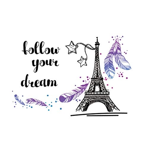 DIY 2019 Wandaufkleber Kunst Aufkleber,AMhomely® "follow your dream"Feder fliegen, Paris Tower Removable Decals Vinyl Art Room Decor