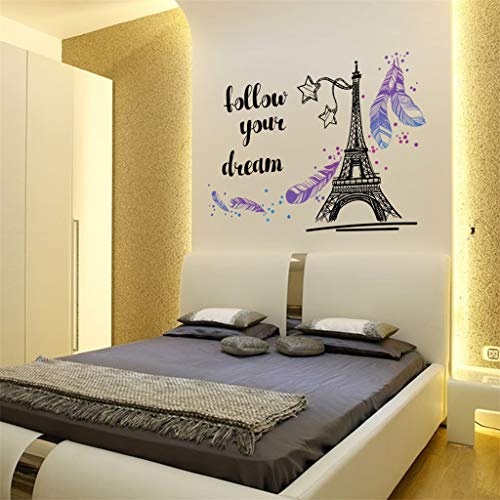 DIY 2019 Wandaufkleber Kunst Aufkleber,AMhomely® "follow your dream"Feder fliegen, Paris Tower Removable Decals Vinyl Art Room Decor