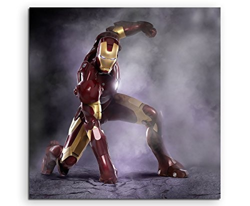 Iron Man Hit Leinwandbild in 60x60cm Made in Germany! Preiswerter fertig gerahmter Kunst-Druck zum Aufhängen - tolles und einzigartiges Motiv. Kein Poster oder Plakat!