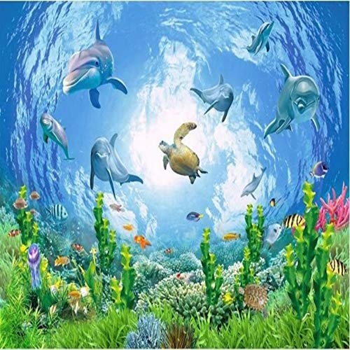 Fototapete Benutzerdefinierte 3D Wallpaper Dream Fish Unterwasserwelt Tv Einstellung Wand Fototapete Für Wände 3 D Wohnkultur 3D Bodenbelag, 350 × 245 Cm