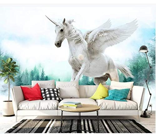 Benutzerdefinierte Wallpaper 3D Wandbild Forest Dream Pegasus Tv Hintergrundwand, 300 * 210Cm