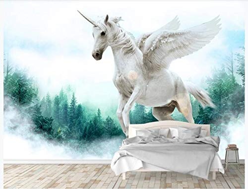Benutzerdefinierte Wallpaper 3D Wandbild Forest Dream Pegasus Tv Hintergrundwand, 300 * 210Cm
