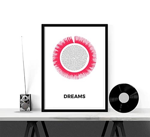 LAB NO 4 "Dreams Song Customize/Personalized Soundwave Framed Print/Poster, Music Art Print, Gift for Christmas, Birthday, Mothers Day, Fathers Day, A3 Size