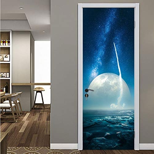 HOLnhyYY Seller Recommend Beautiful Dream Vision Blue Sea Sky Moon Door Sticker Relaxing Art Mural Poster Room Decor 2Sheets/Pc 3D