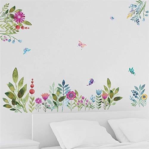 LSWSSD Colorful Dream Spring Flower Bird Wall Stickers Home Diy Decoration Living Room Bedroom Decor Window Glass Mural Art Pc Decals,B